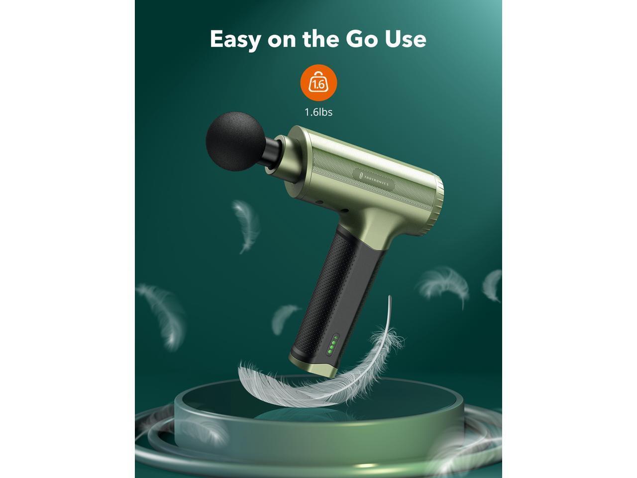 TaoTronics Muscle Massage Gun Deep Tissue Percussion Handheld Electric Massager with 20 Speed Levels 6 Massage Heads 10 hrs Battery (Army Green)